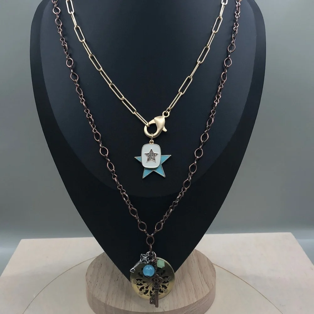Curated bundle trendy boho style charm necklaces.